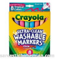 Crayola Products Crayola Washable Markers Conical Point Tropical Colors 8 Set Sold As 1 Set Lush washable colors are fun and practical. Washes off skin and clothing. Large conical tip specially designed for broad strokes or medium lines. Water-based ink. Blue lagoon coral reef dolphin gray flamingo pink sandy tan seafoam green tropical violet wild orchid. B004E2VPV8